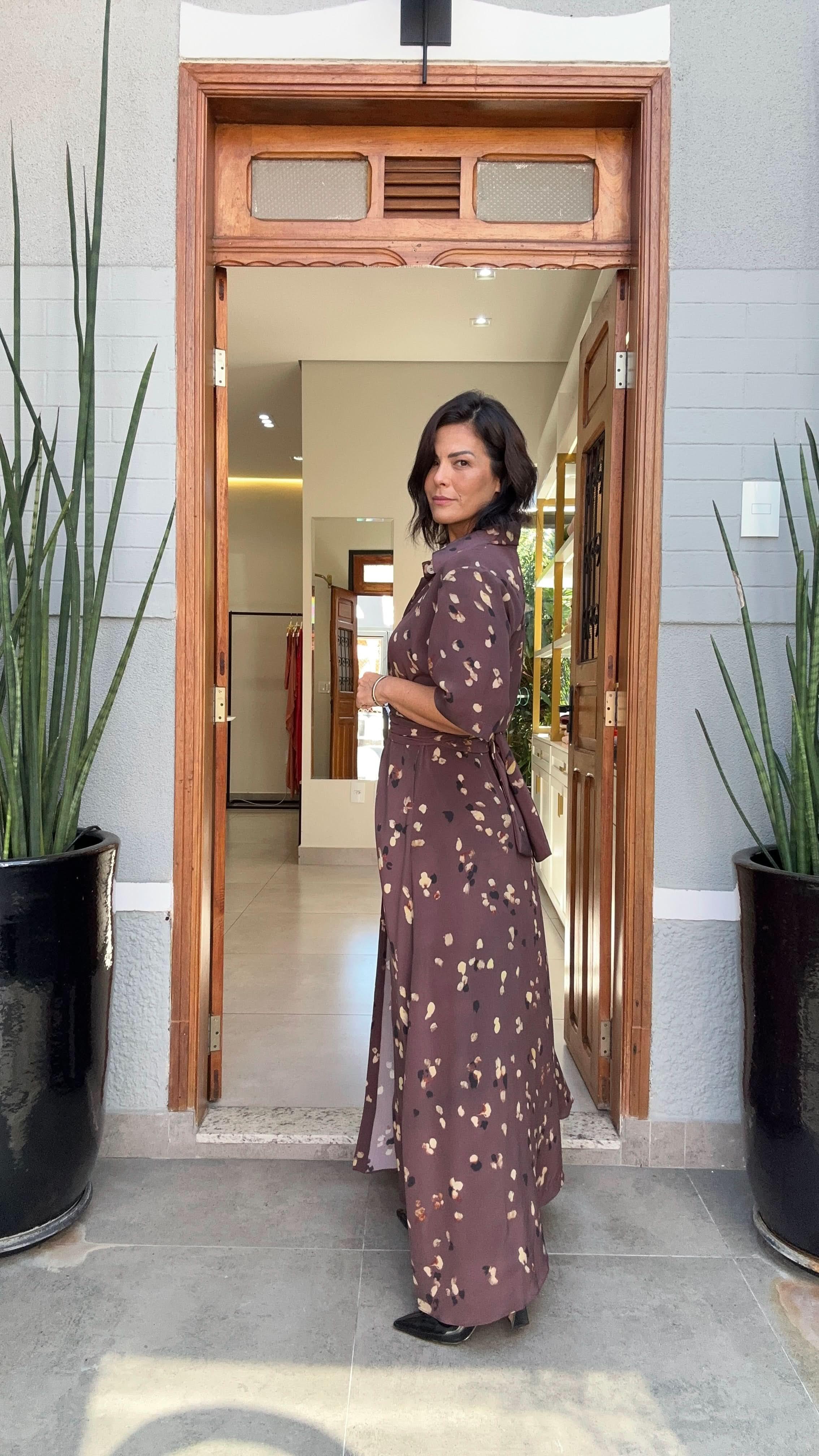 Vestido Chemisier Seda Pura Uva