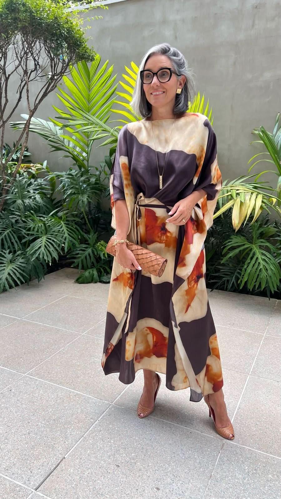 Kaftan Longo Seda Estampa