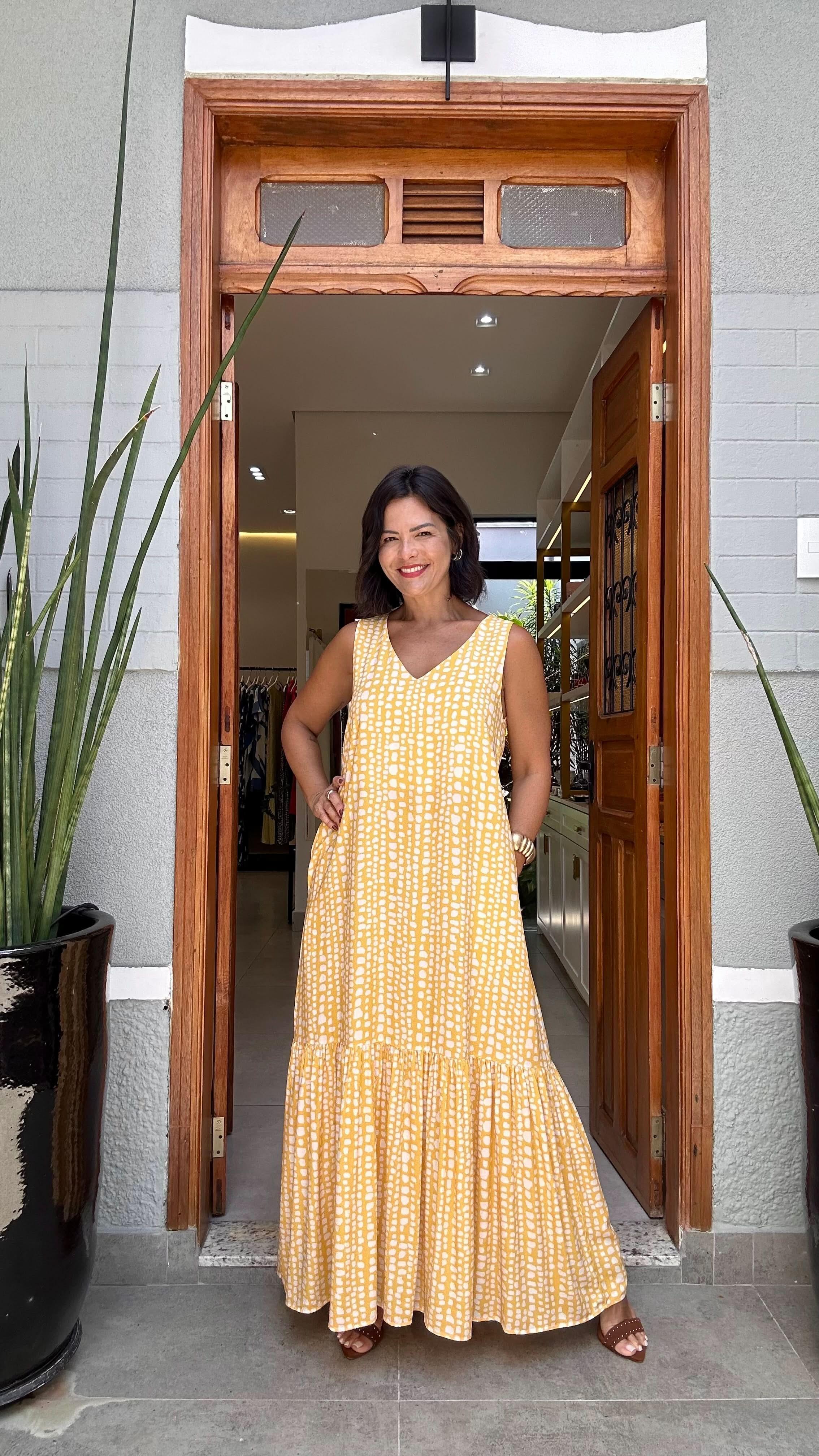 Vestido Pedrinhas Amarelo