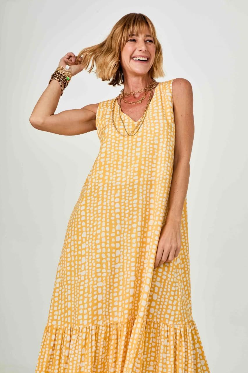 Vestido Pedrinhas Amarelo