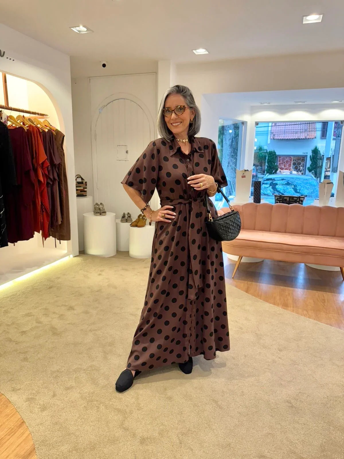 Vestido Chemisier Poá