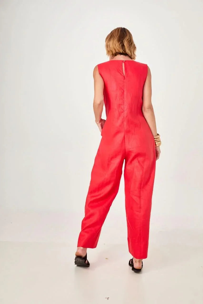 Macacão Linho Vermelho no